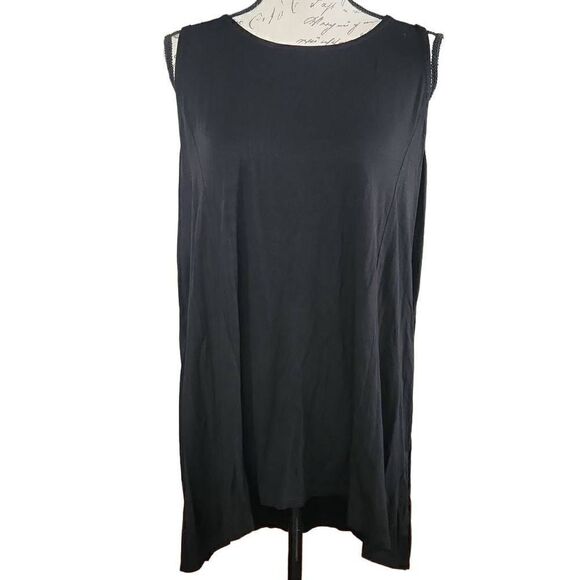 Evolution by Cyrus Women's Size 1X Black Lace Up Back Sleeveless Tank - Picture 1 of 6